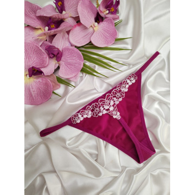 Стринги Bettycana бордові з квітами-макраме (B_502)