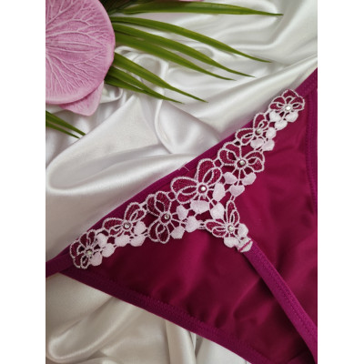 Стринги Bettycana бордові з квітами-макраме (B_502)