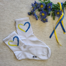 Шкарпетки жіночі жовто-блакитне серце Нapry Socks 36-40 білі (s_50-04-23)