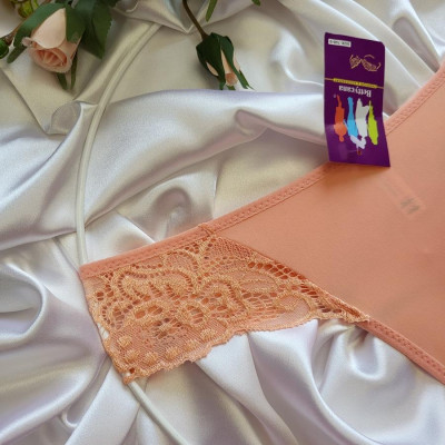 Трусики стрінги жіночі Bettycana персикові - ніжне мереживо (306П)
