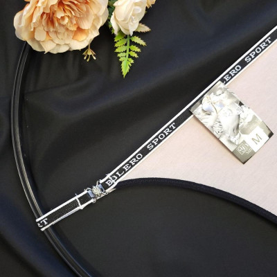 Трусики стрінги Brend бежево-чорні з м'якого бавовняного трикотажу (T_3166)