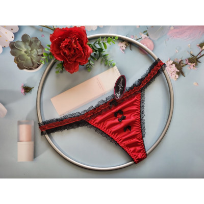 Трусики стрінги атласно-мереживні червоні Liаnglіjarеn - ніжне мереживо (975К)