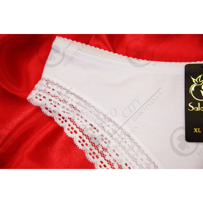 Труси сліп COTTON білі з м’яким мереживом (T_63701)