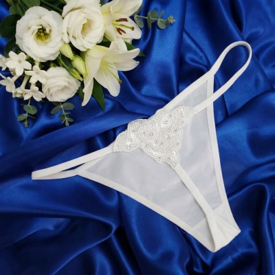 Стринги Bettycana білий колір з макраме ззаду (B_519)