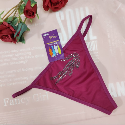 Стрінги Bettycana вишневі з ніжної фібри та алігатором (B_538)