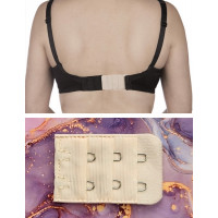 Застібка подовжувач для бюстгальтера на два гачки Lormar бежево-кремовий (U2_50_32_1,3_1,3БК срібло)