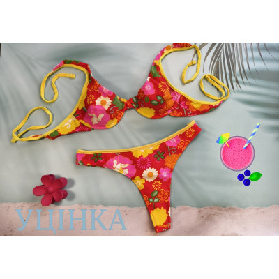 Набір купальник Moda Europa червоно-жовтий з спокусливою формою (623)