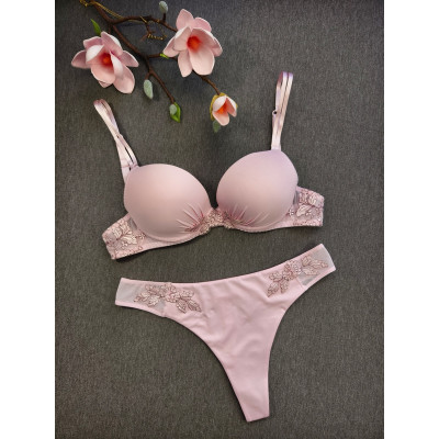 Комплект бюстгальтер і стрінги Acousma пудрово-рожевий push-up (6339ПР)