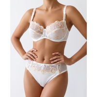 Комплект бюстгальтер soft bra і трусиків сліпи Acousma молочний із золотим 6186